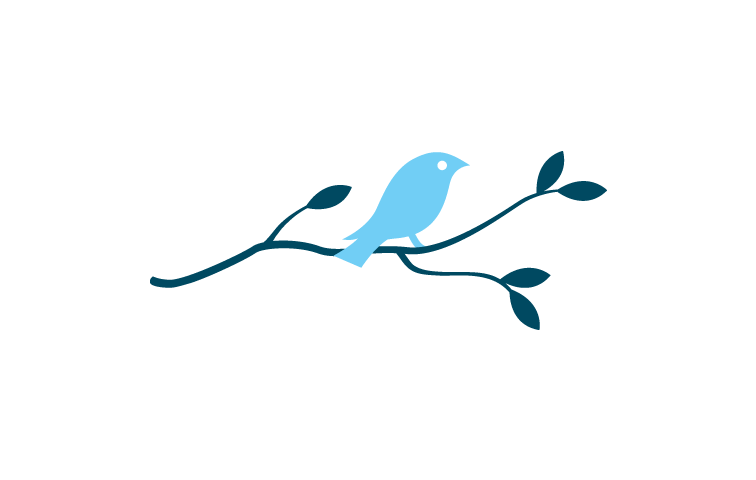 image of blue sparrow icon showing blue bird on a branch